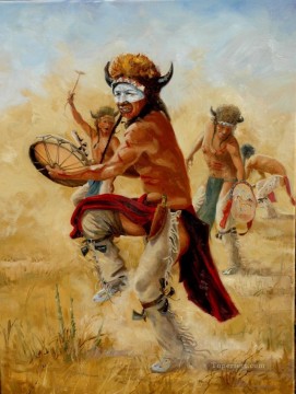 Art occidental américain Indiens 68 Peinture à l'huile